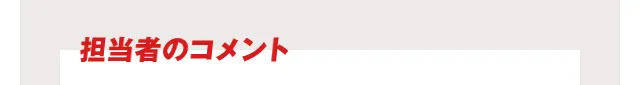 担当者のコメント